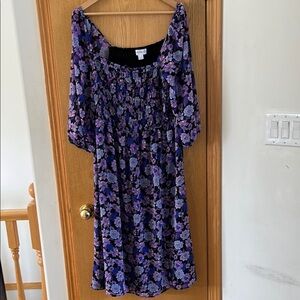 Addition Elle Purple and Blue Sundress with Bishop Sleeves